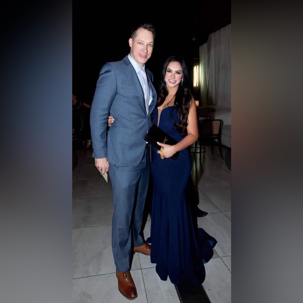 Ieena for Mac Duggal Navy Blue Evening Gown - Picture 13 of 13